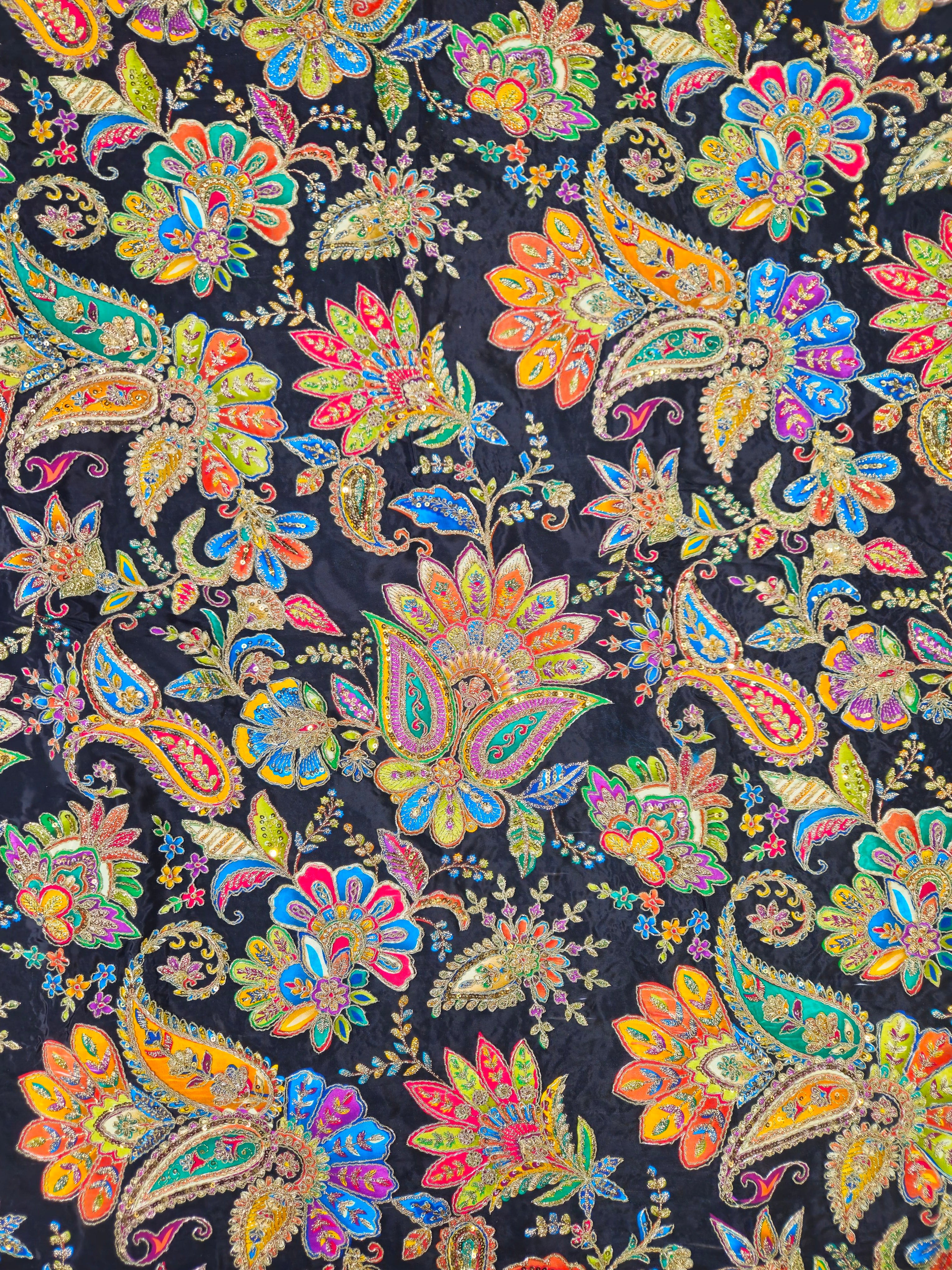 Men's Multicolor Crepe Position Print embroidery Kurta Only Fabric