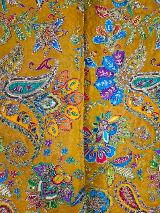 Position Print Floral Crepe Lehenga Set Only Fabric