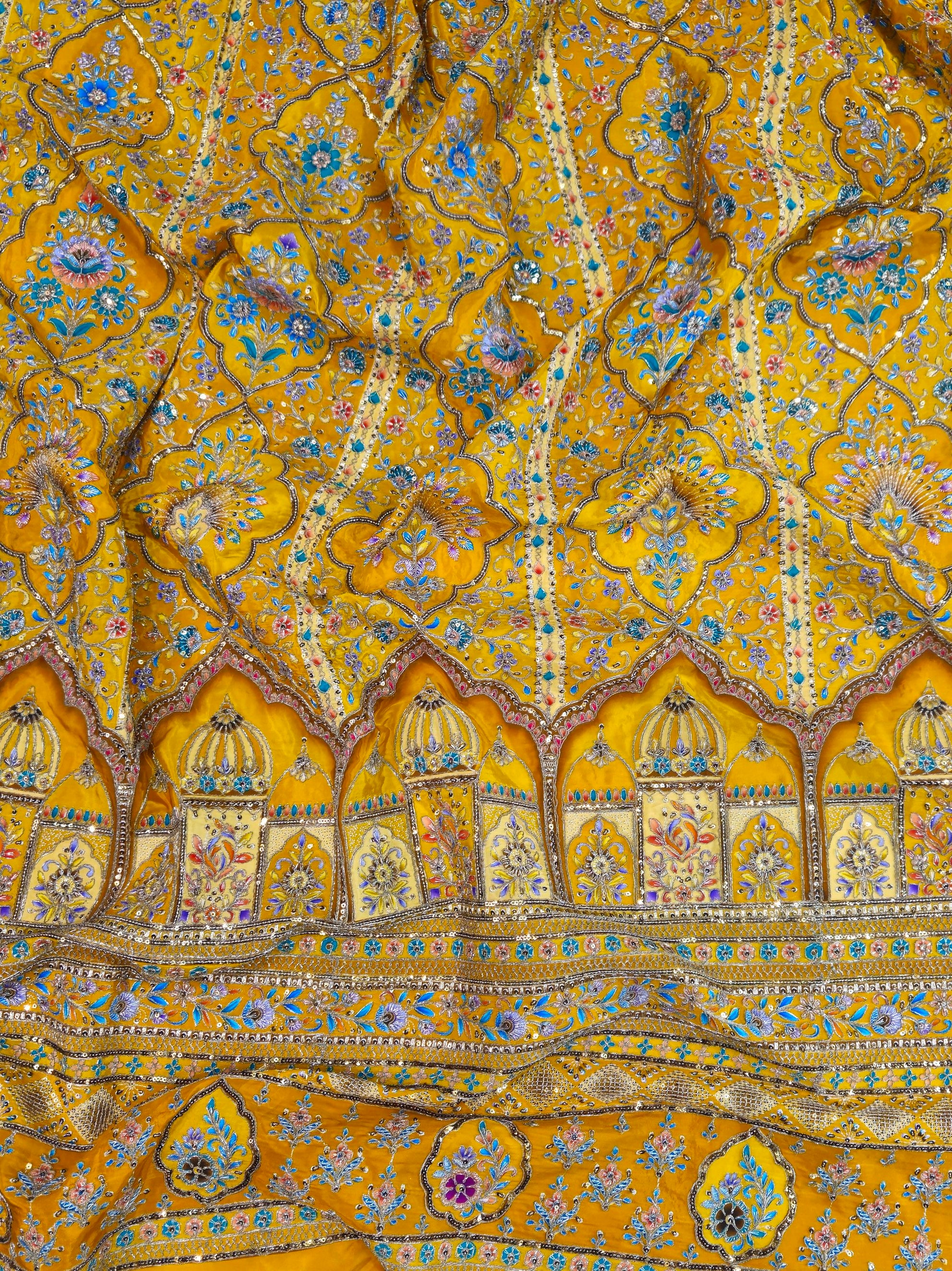 Royal Mustad Position Print Crepe Kurta Fabric Only