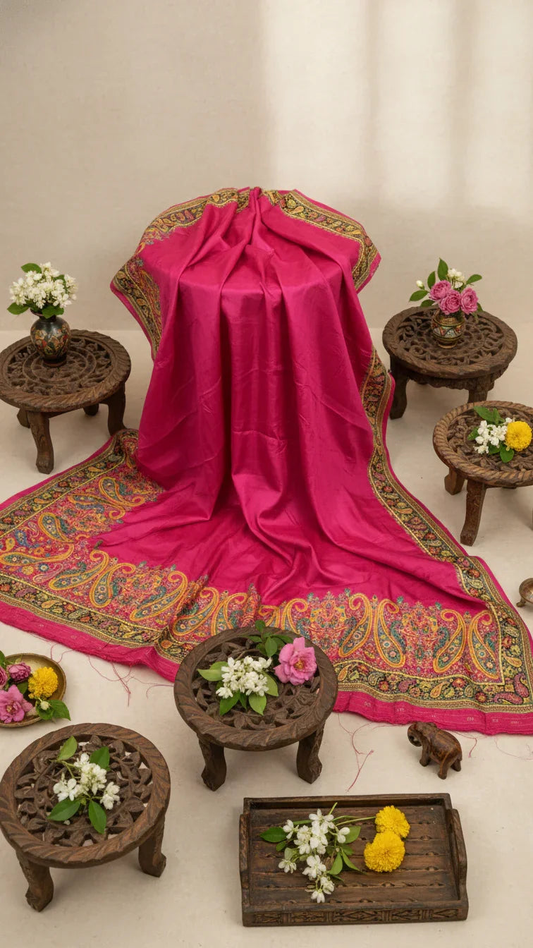 Rani Jacquard Viscose Saree With Position print