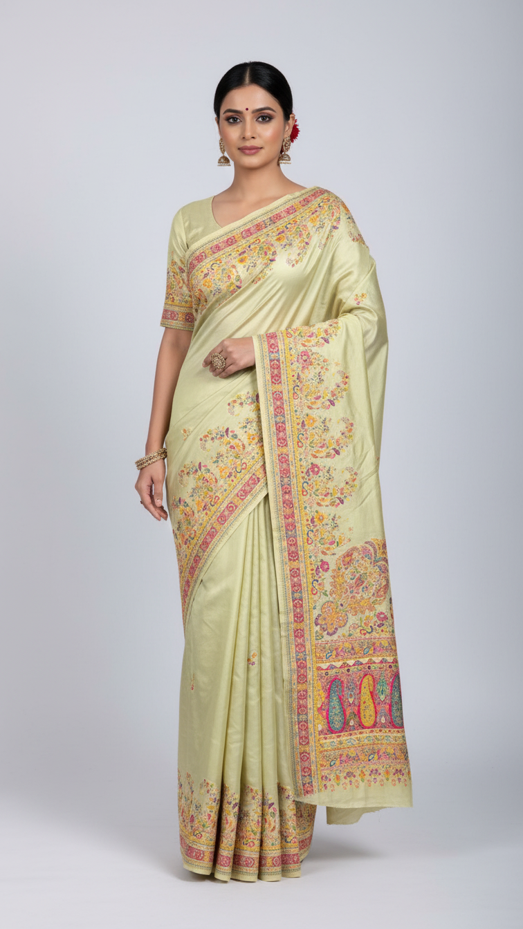 Mouse Color Jacquard Viscose Saree With Position print