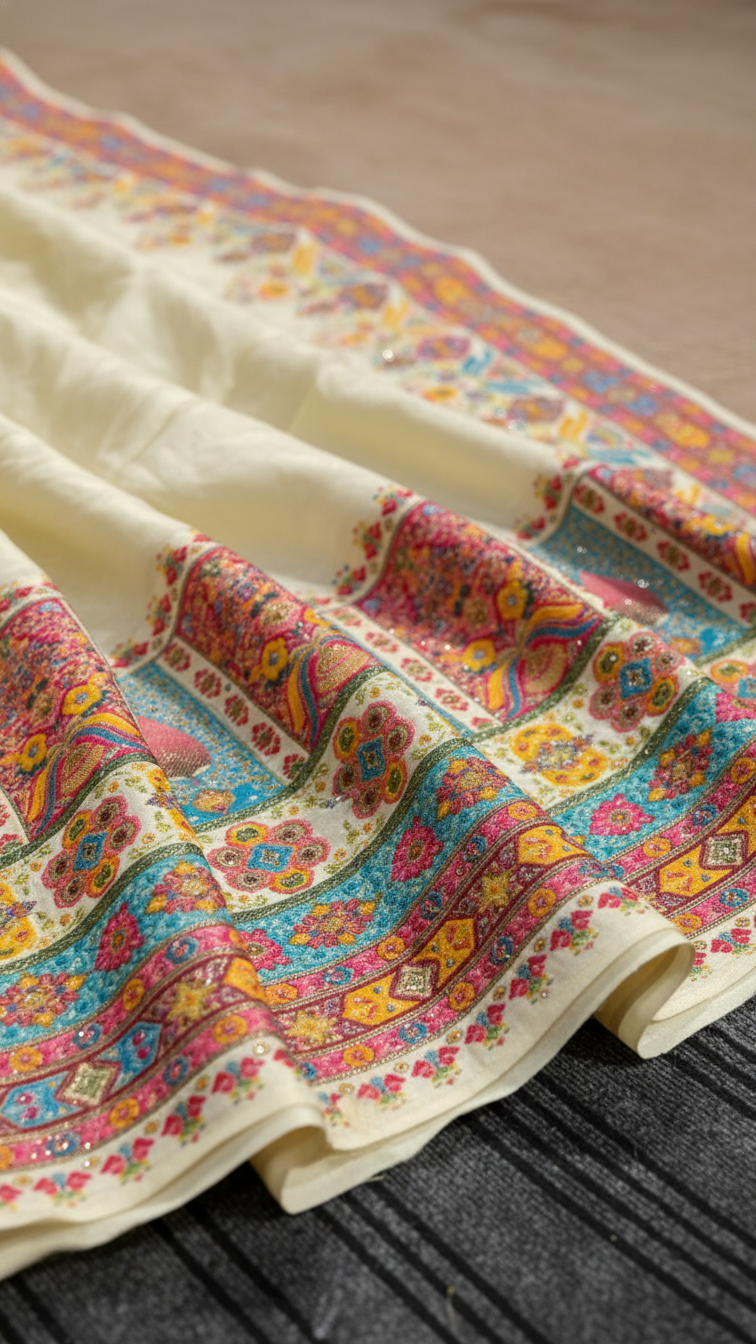 Ivory Dola Silk jacquard viscose Position Saree