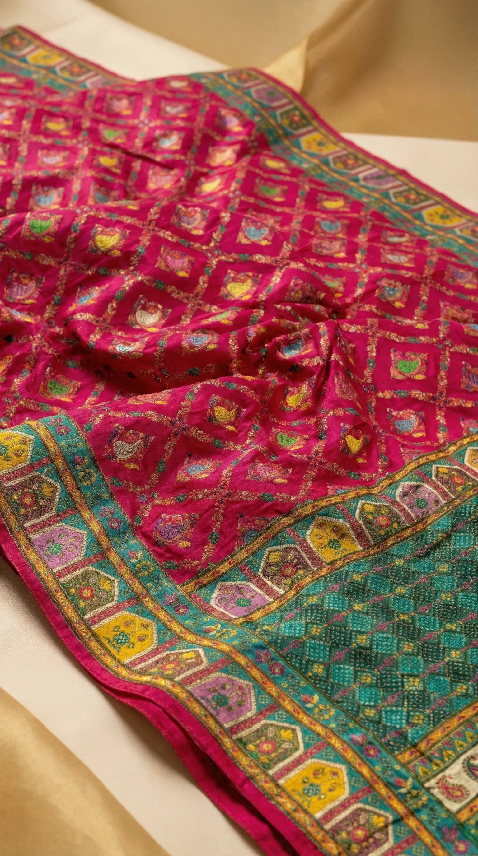 Rani Fancy Satin Traditional saree with Position Print