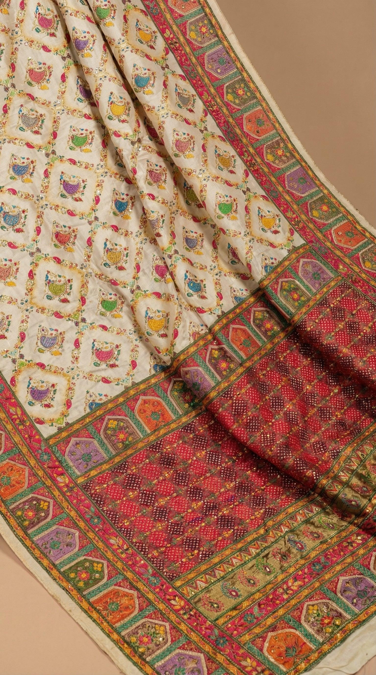 Cream Fancy Satin Traditional saree with Position Print