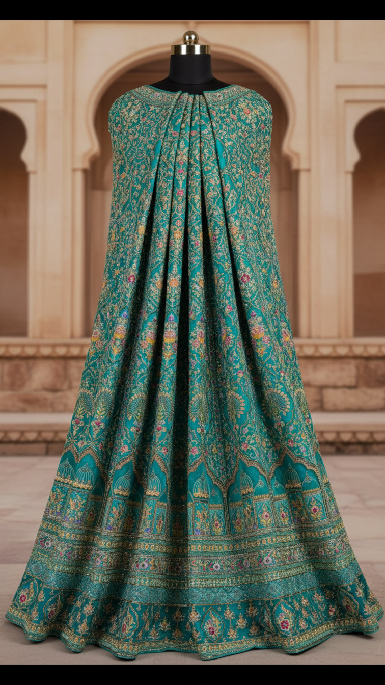 Rama Embroidered Bridal Lehenga Set Only Fabric