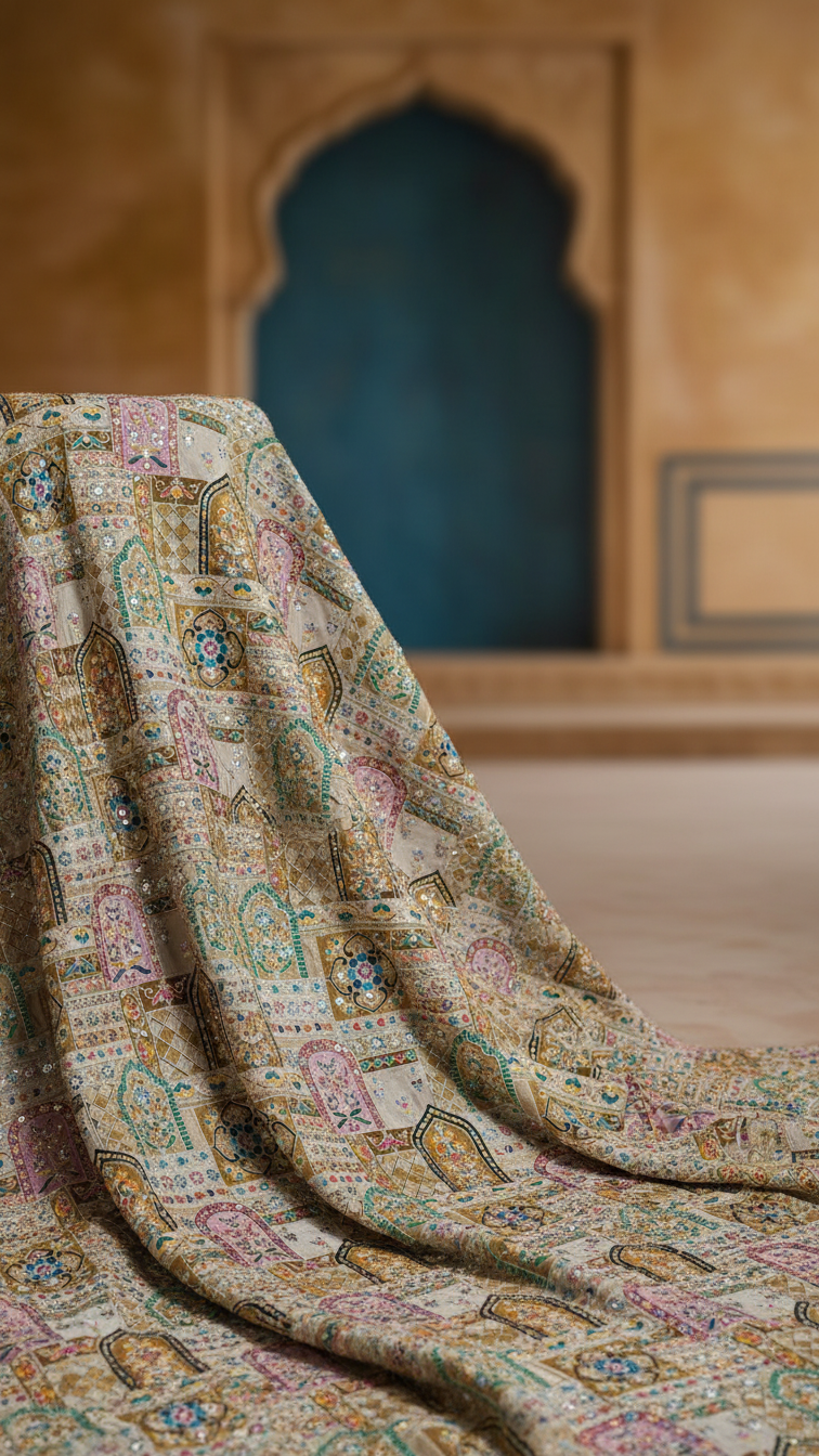 Embroidery Traditional Print Koti Only Fabric