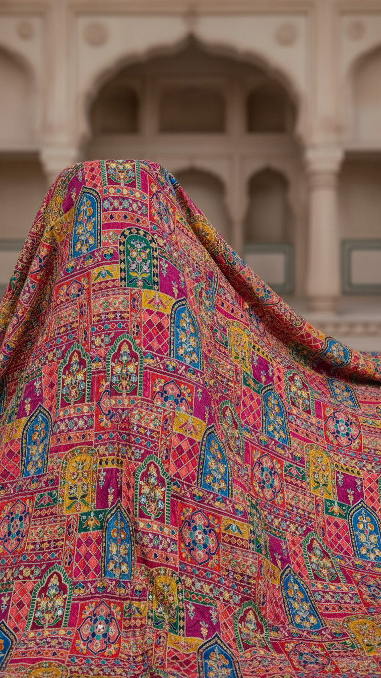 Embroidery Traditional Print Koti Only Fabric
