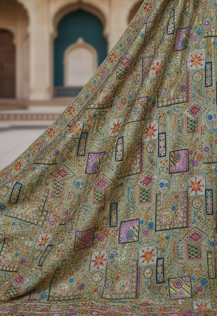 Embroidery Crepe Kurta Only Fabric