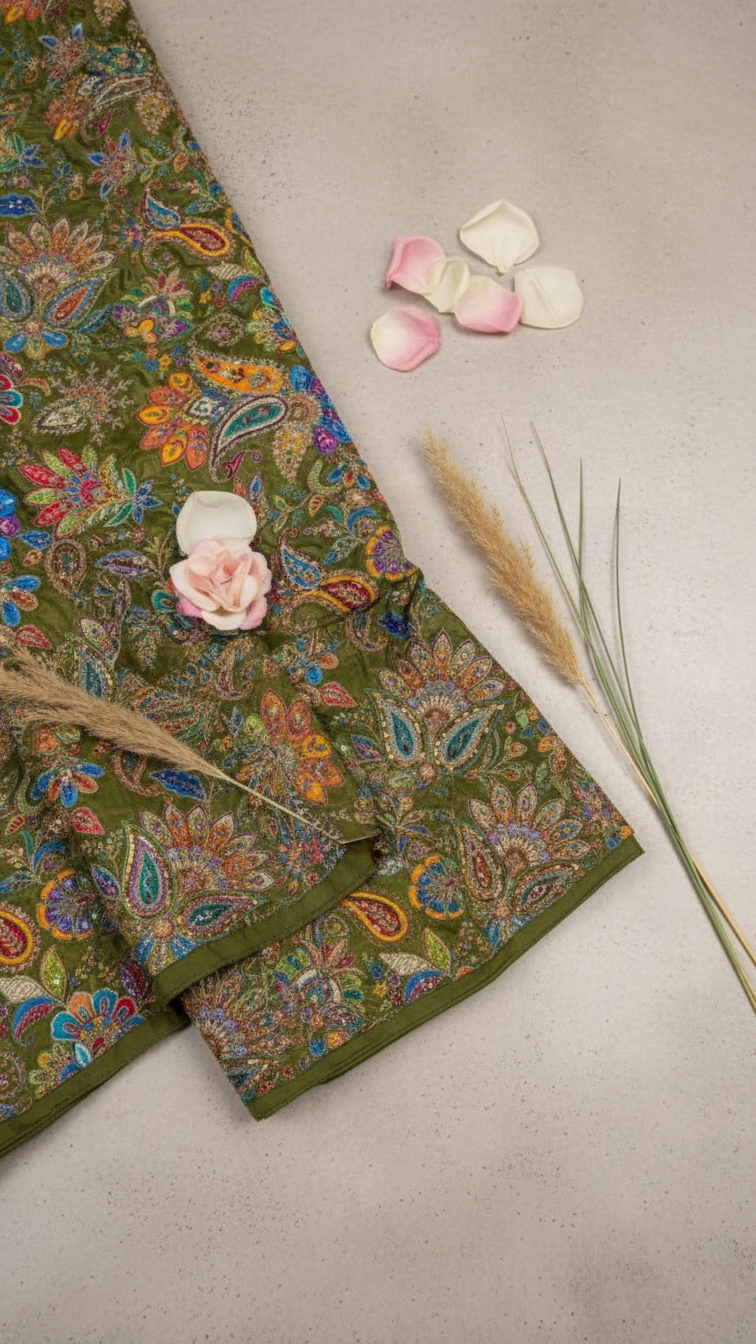 Embroidery Position Print Casual Koti Only Fabric