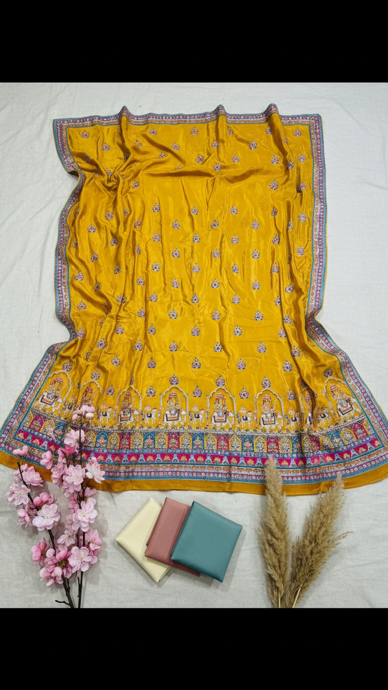 Crepe Beautiful Embroidery Lehenga Only Fabric