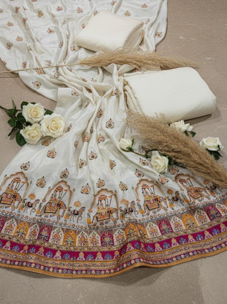 Embroidery Pure Crepe Fabric