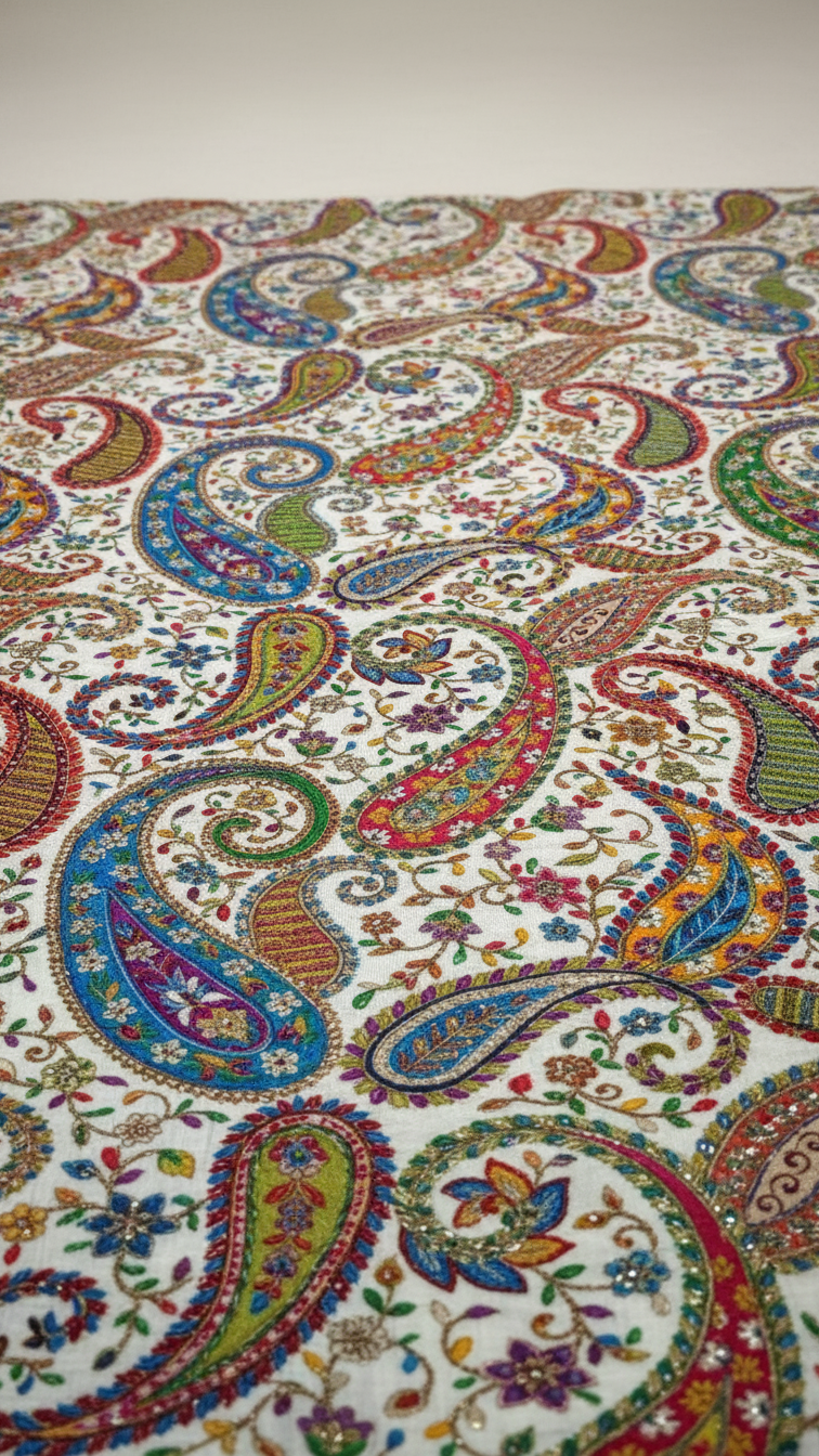 Cream colour Position Print Blouse Only Fabric