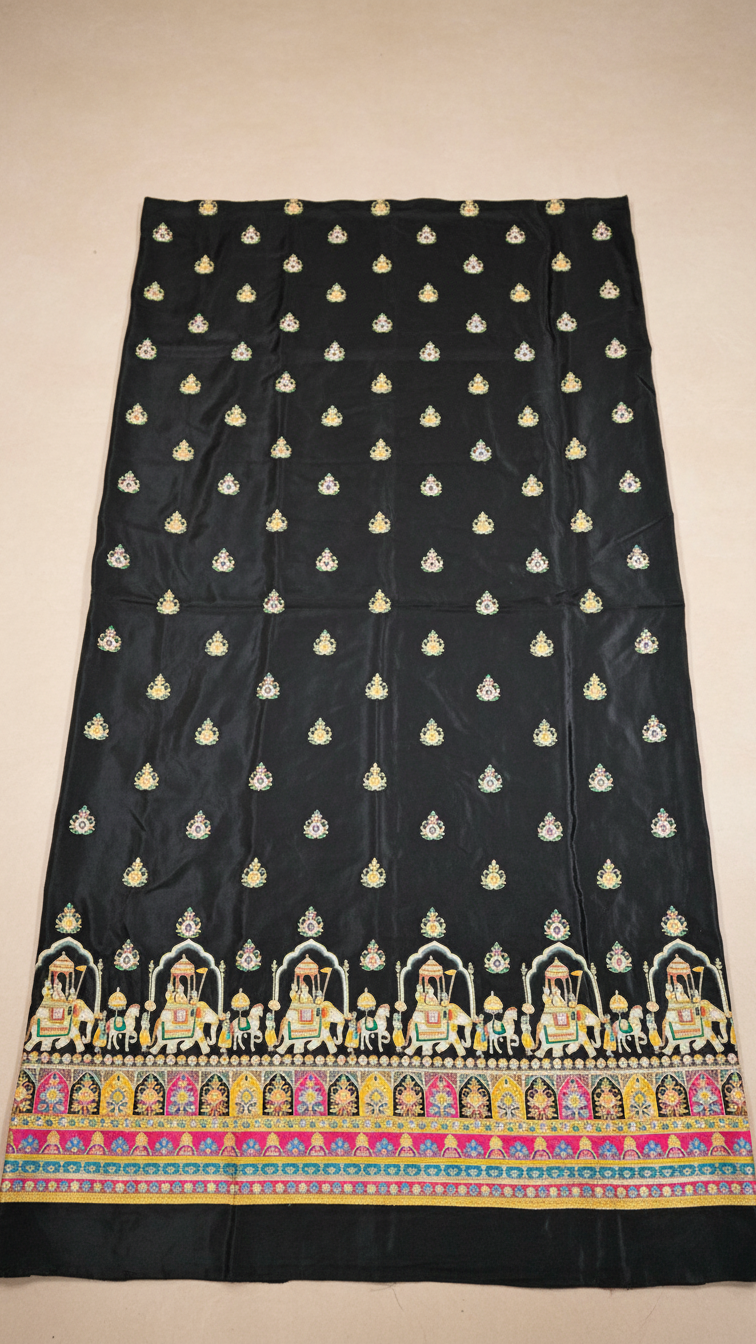 Crepe Beautiful Embroidery Lehenga Only Fabric