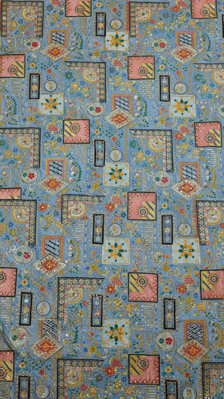 Position Print Embroidery Crepe Fabric