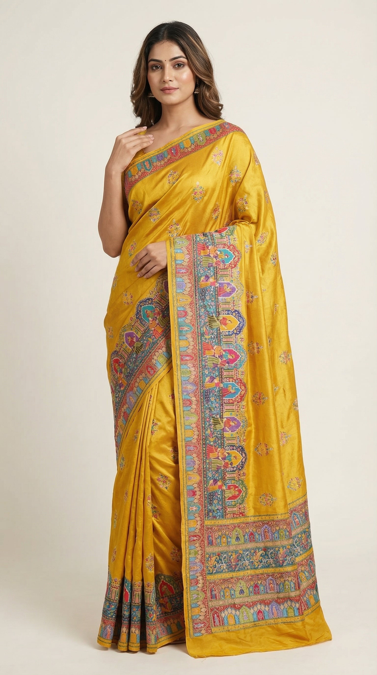 Heritage Silk jacquard viscose Saree with Position Print