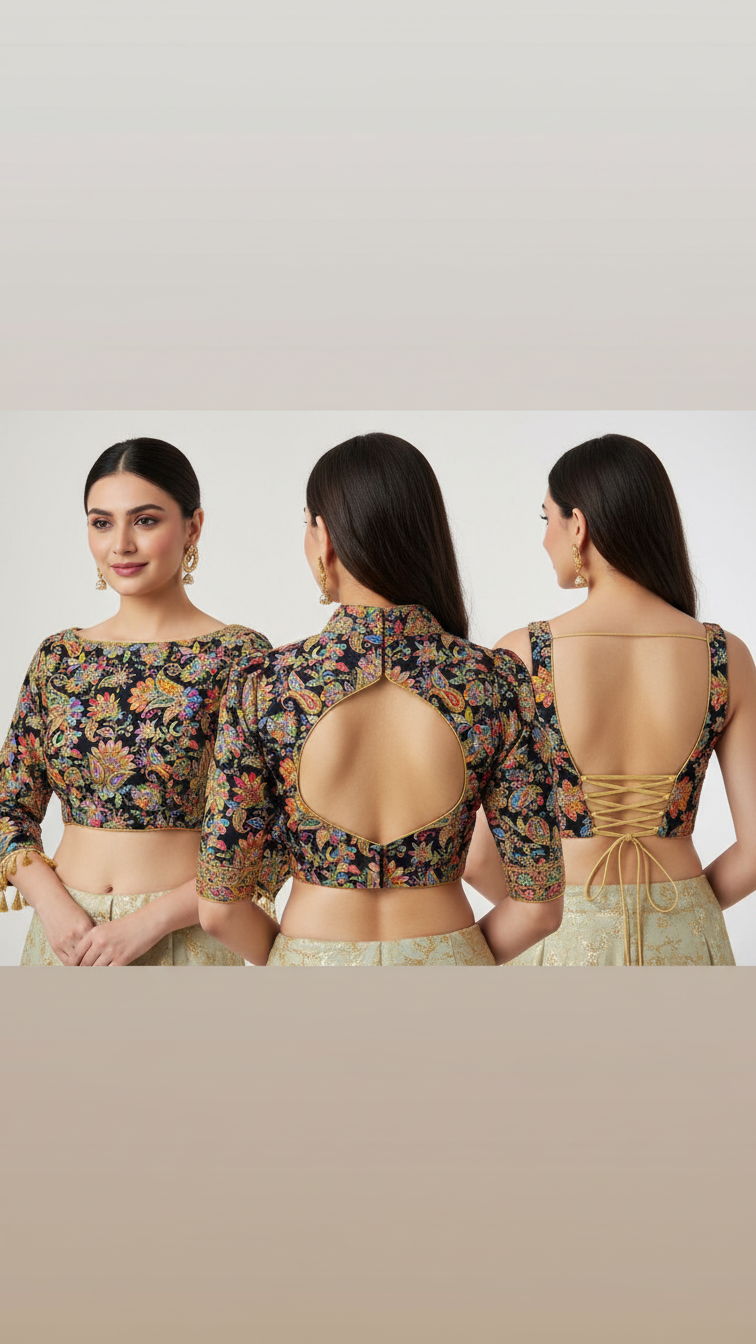 Women’s Multicolor Position Print Crepe Blouse Only Fabric