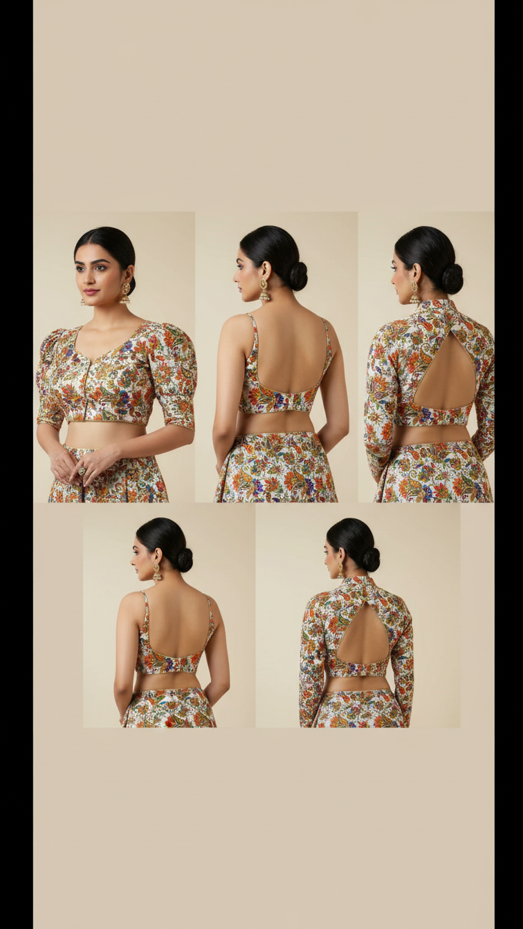 Women’s Multicolor Position Print Crepe Blouse Only Fabric