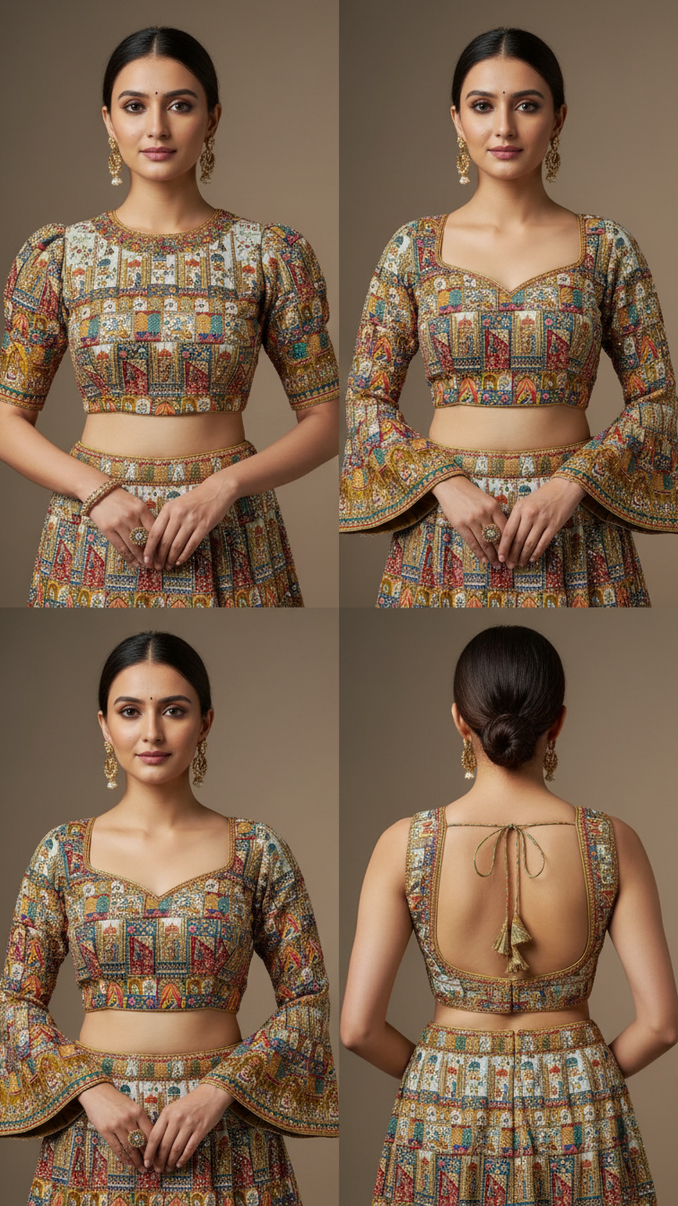 Position Print Blouse Only Fabric (Multicolour)