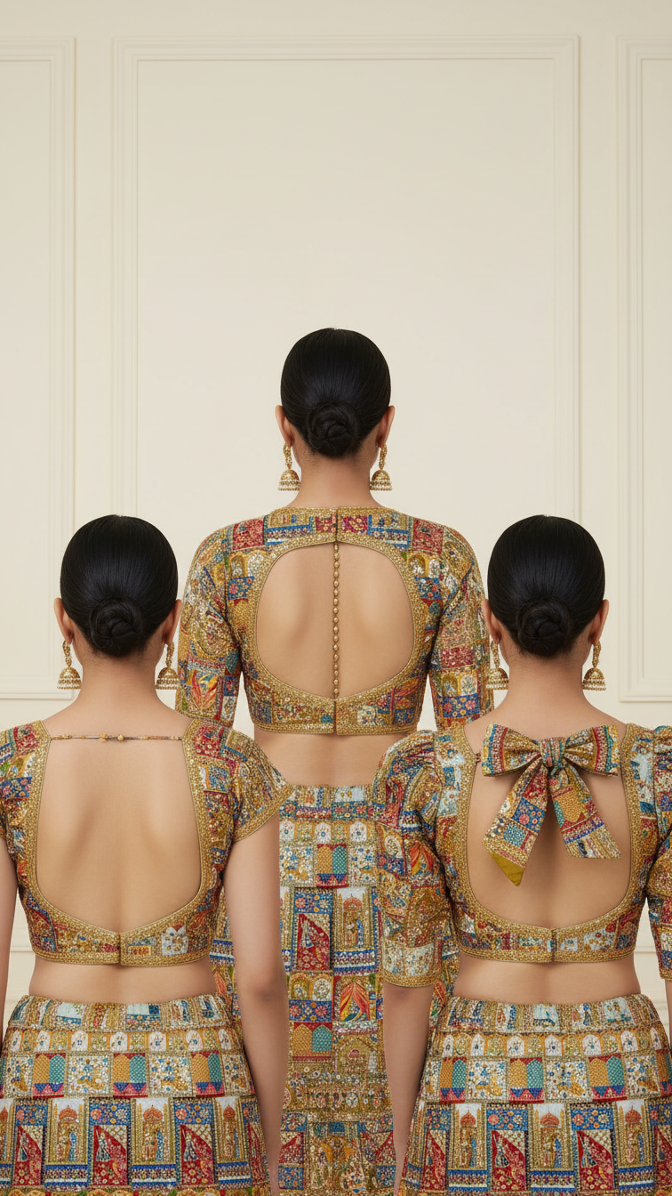 Position Print Blouse Only Fabric (Multicolour)