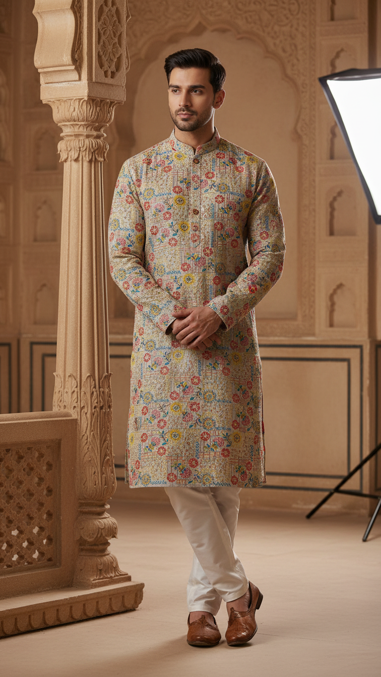 Men's Embroidery Kurta Only Fabric