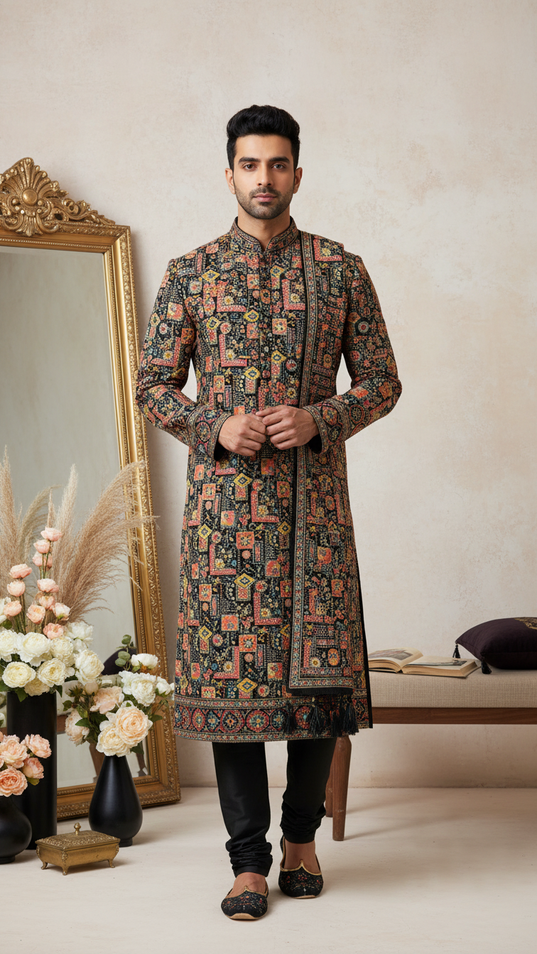 Embroidery Crepe Kurta Only Fabric