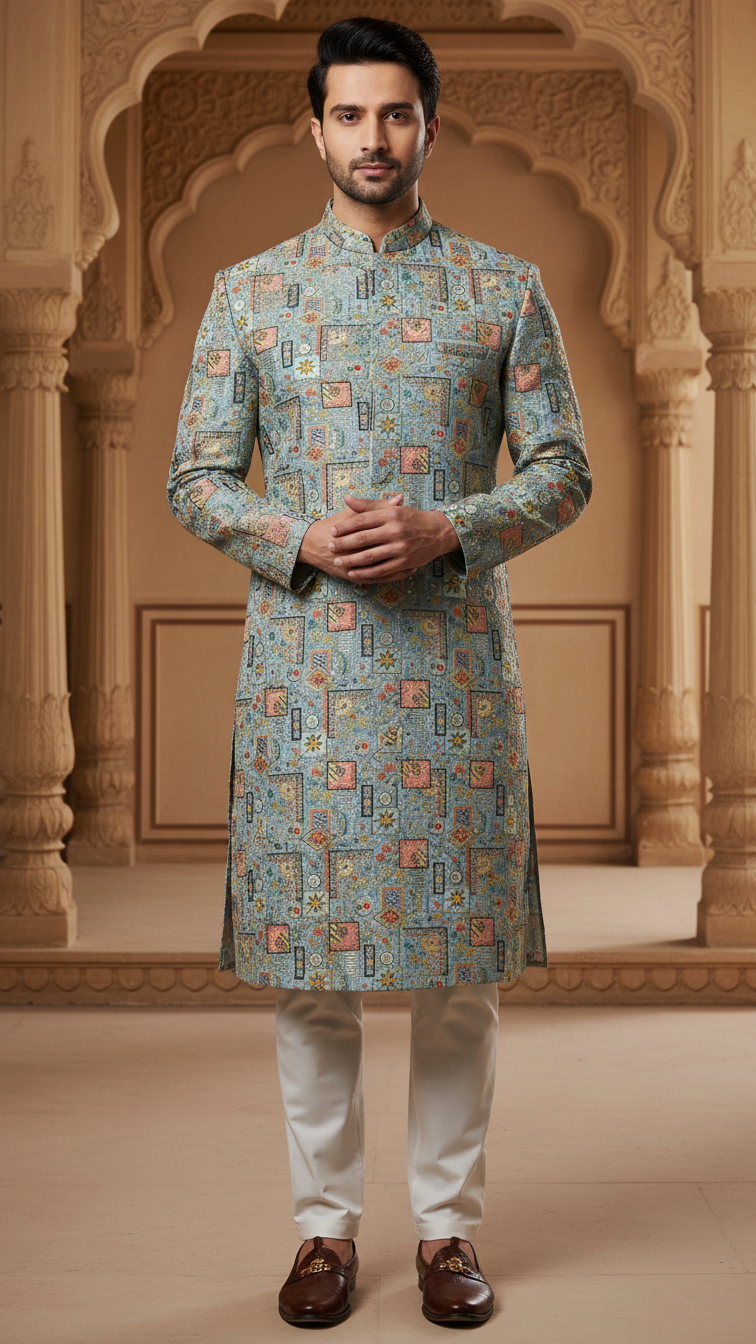 Embroidery Crepe Kurta Only Fabric