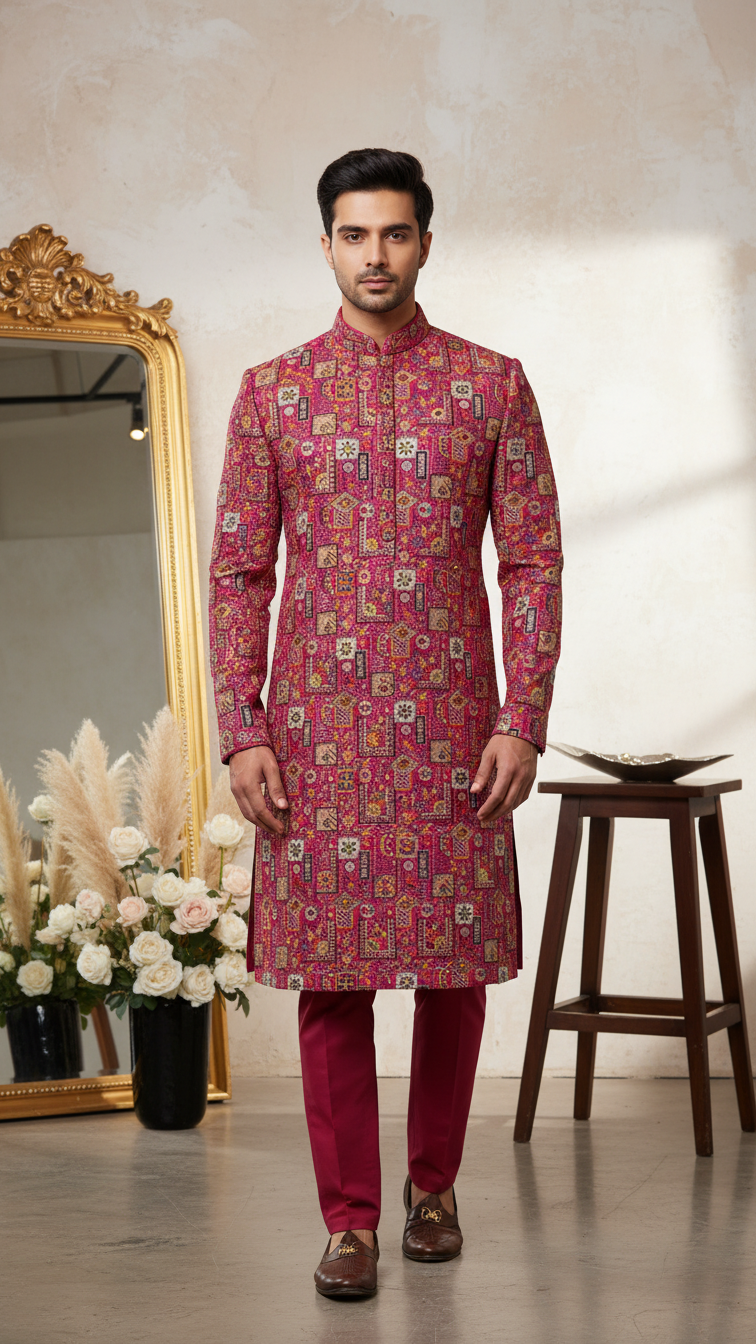 Embroidery Crepe Kurta Only Fabric