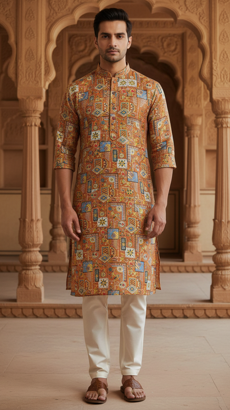 Embroidery Crepe Kurta Only Fabric