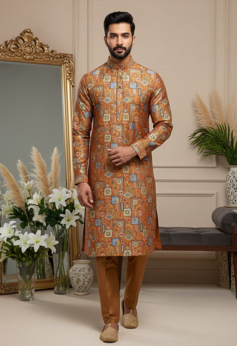 Embroidery Crepe Kurta Only Fabric