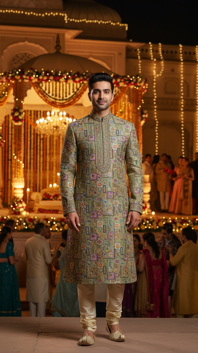 Embroidery Crepe Kurta Only Fabric(Multicolour)