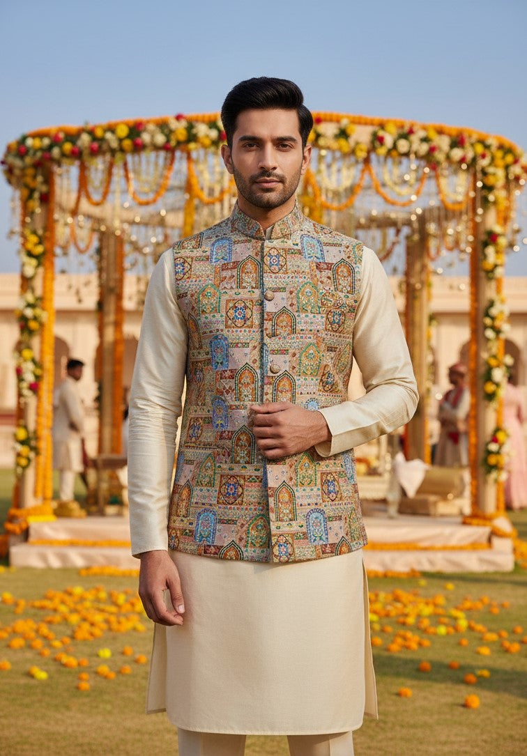 Embroidery Traditional Print Koti Only Fabric