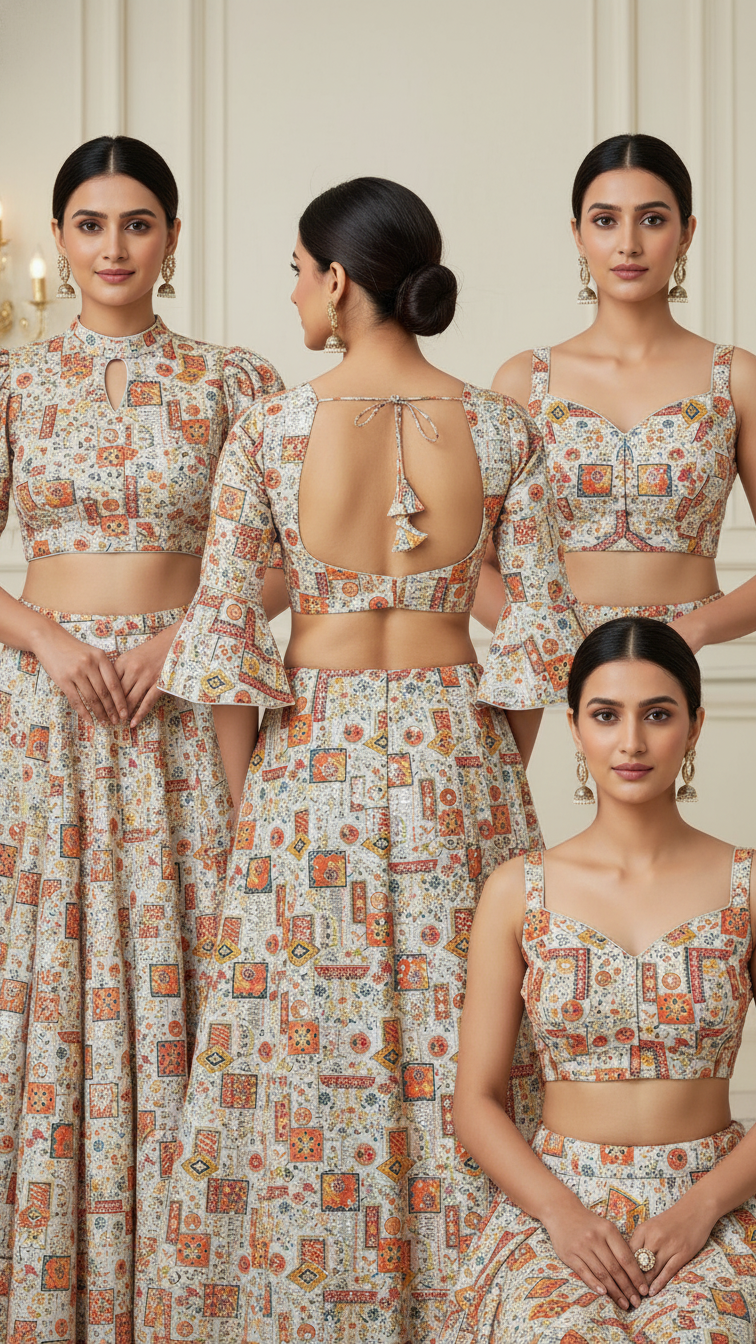 Designer Position Print Blouse Only Fabric