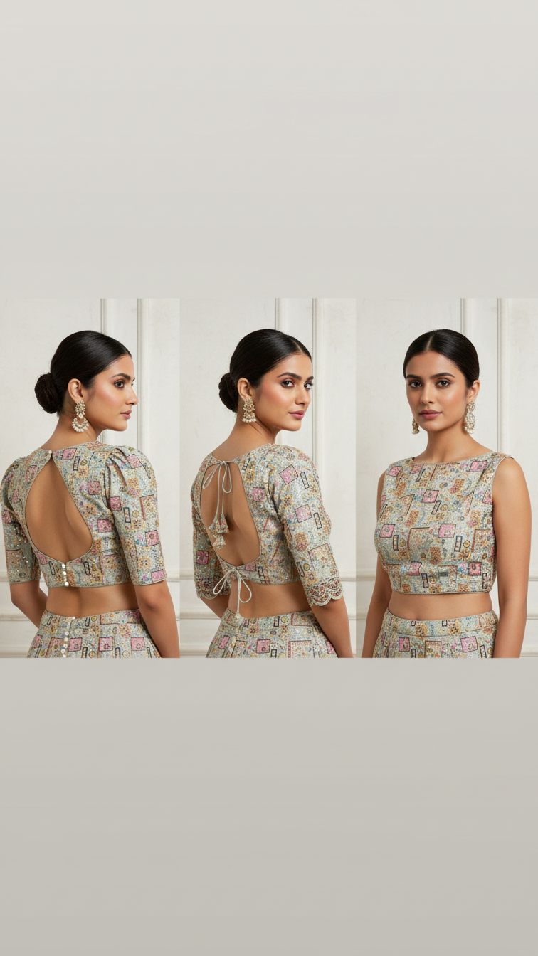 Designer Position Print Blouse Only Fabric