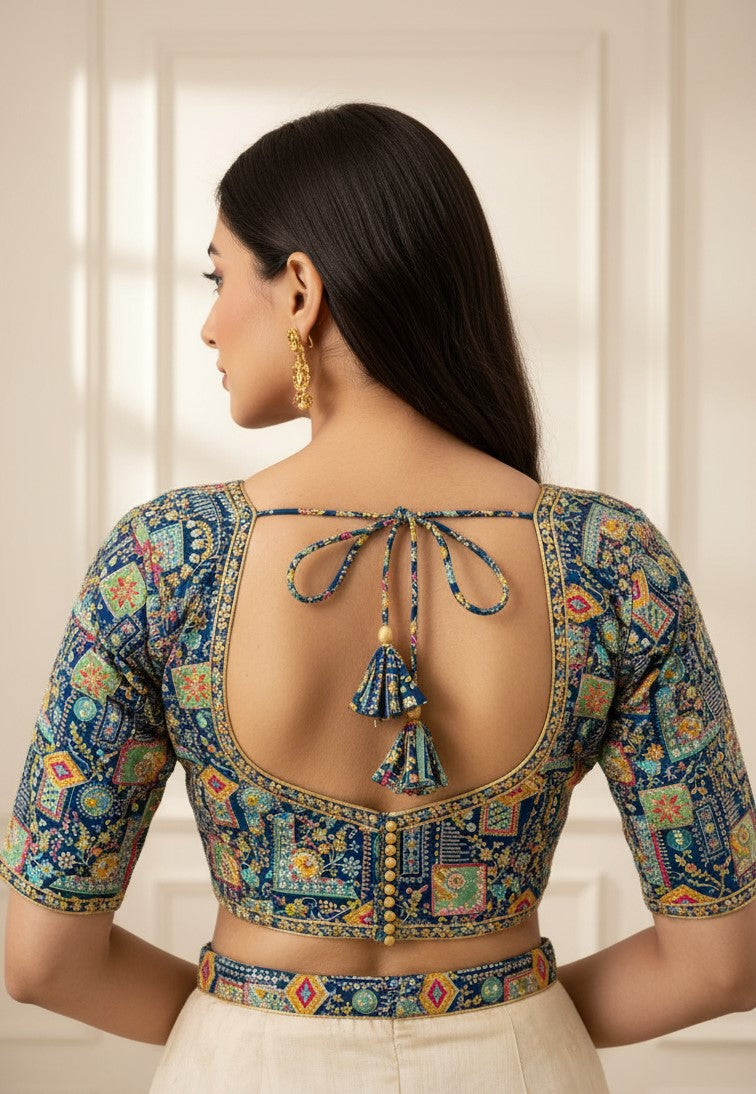 Designer Position Print Blouse Only Fabric