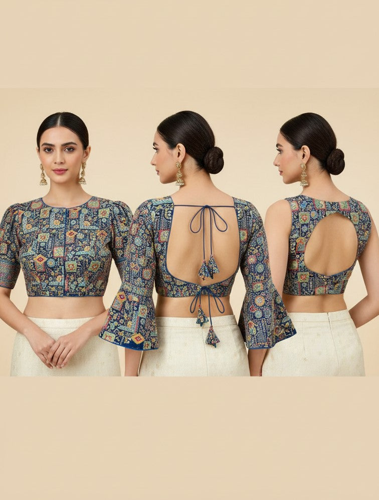 Designer Position Print Blouse Only Fabric