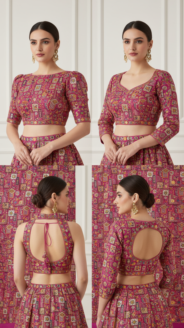 Designer Position Print Blouse Only Fabric