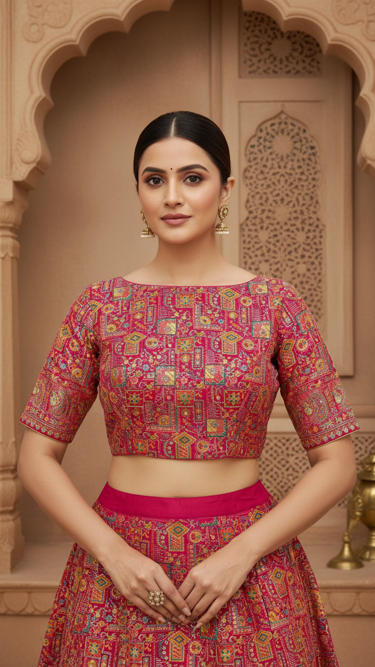 Designer Position Print Blouse Only Fabric