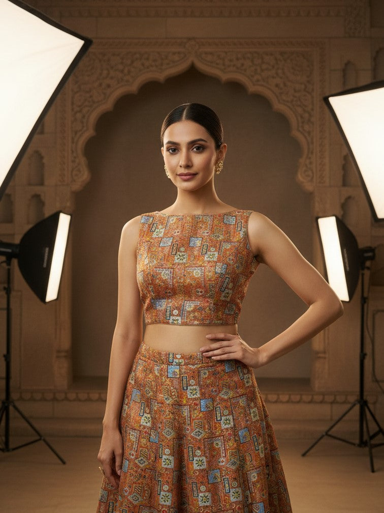 Designer Position Print Blouse Only Fabric