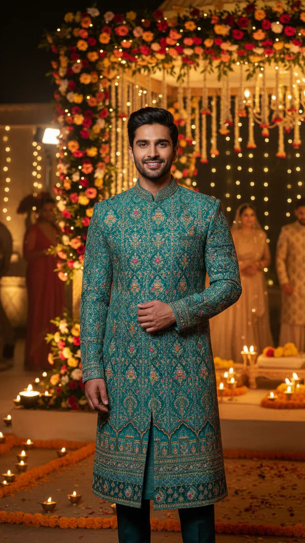 Position Print Crepe Kurta Fabric Only (Multicolour)