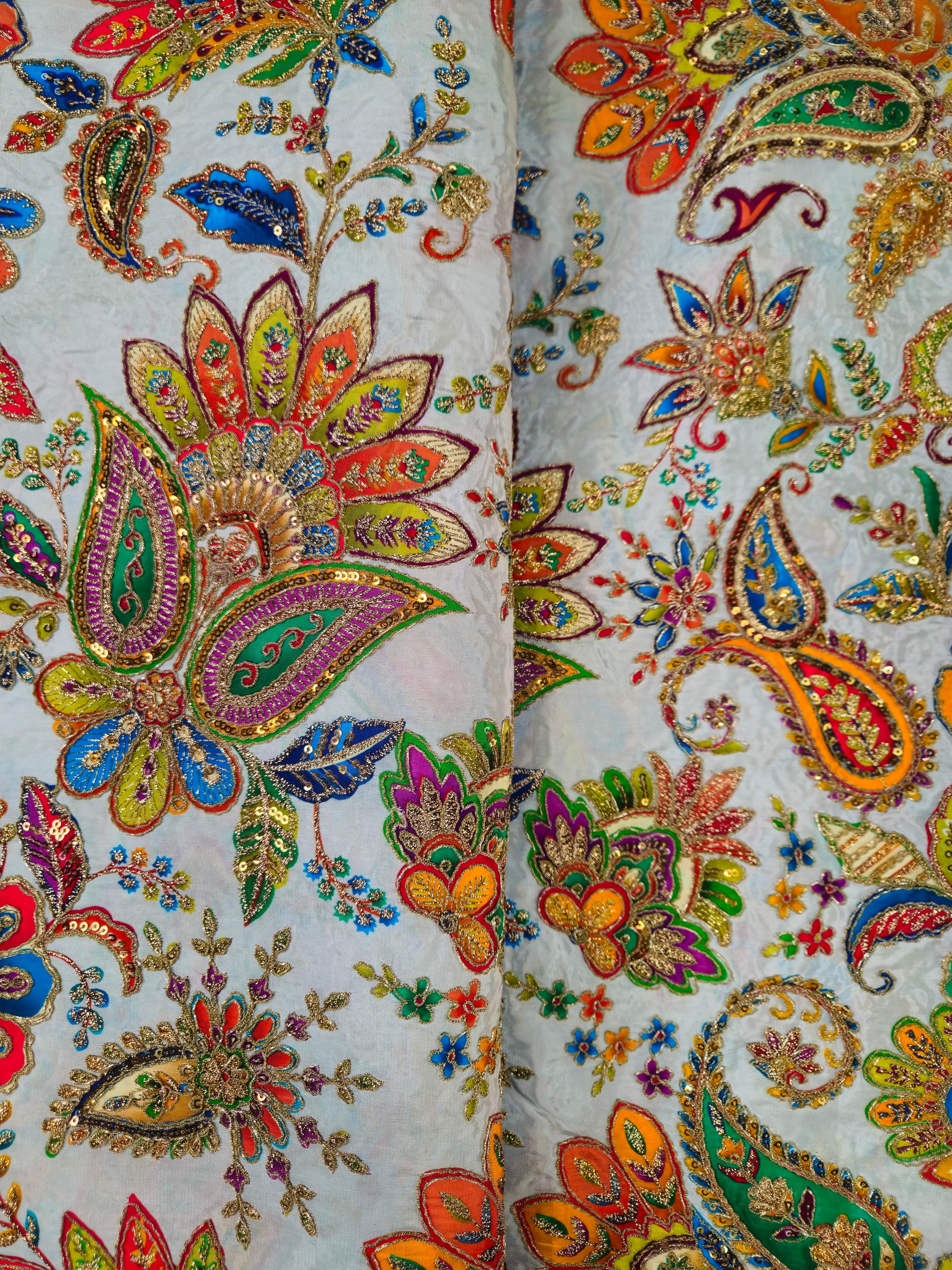 Embroidery Position Print Casual Koti Only Fabric