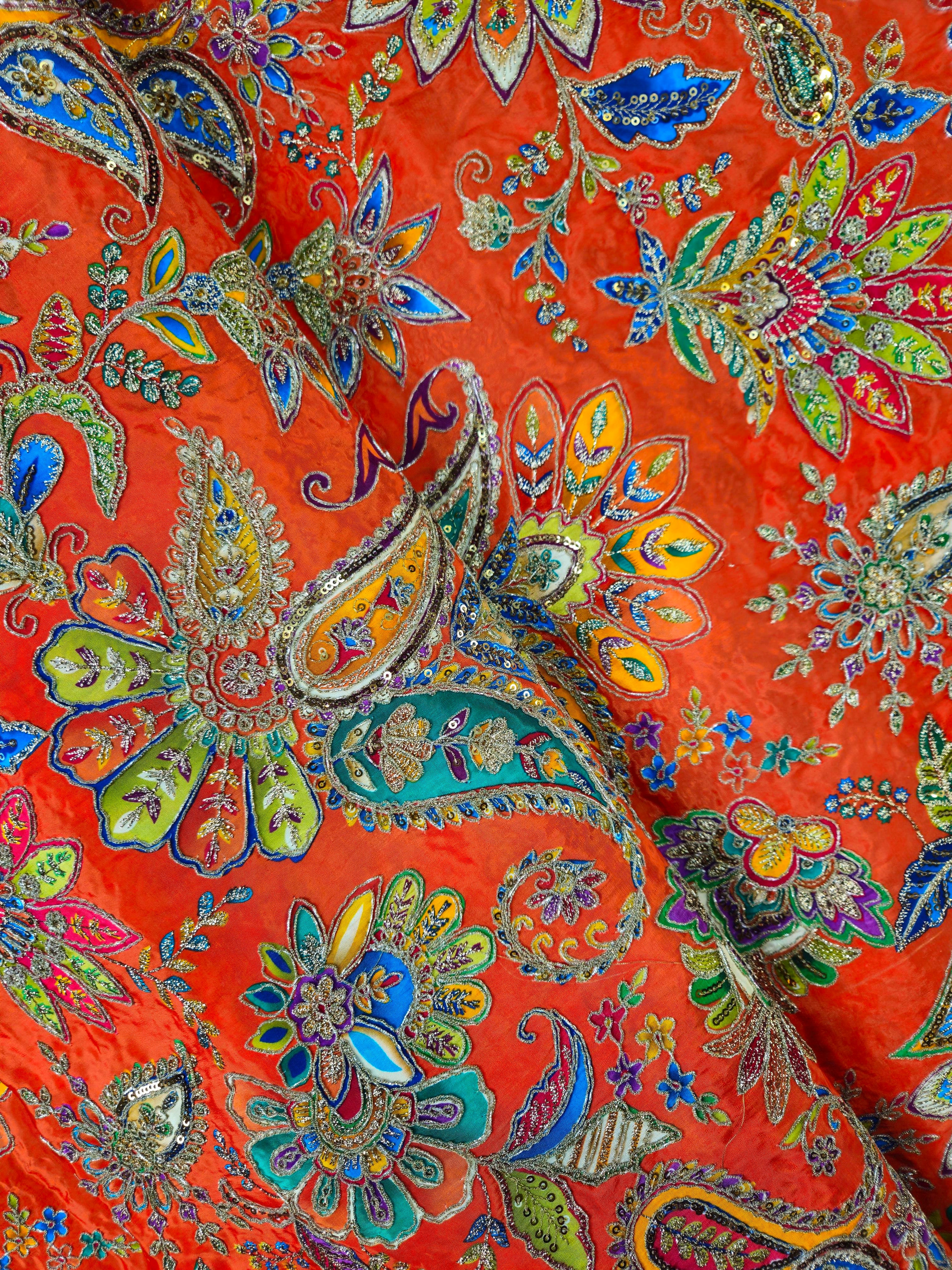 Embroidery Position Print Casual Koti Only Fabric