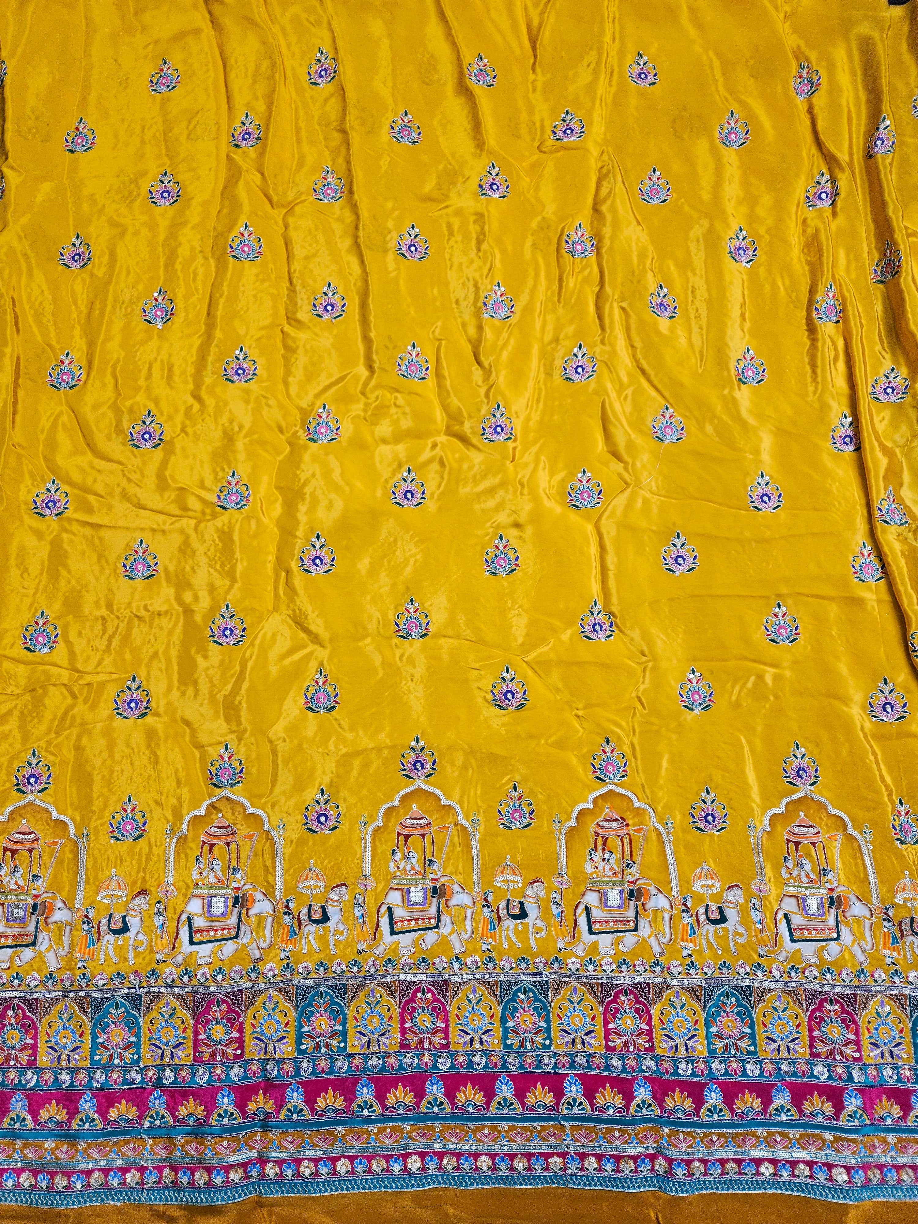 Crepe Beautiful Embroidery Lehenga Only Fabric