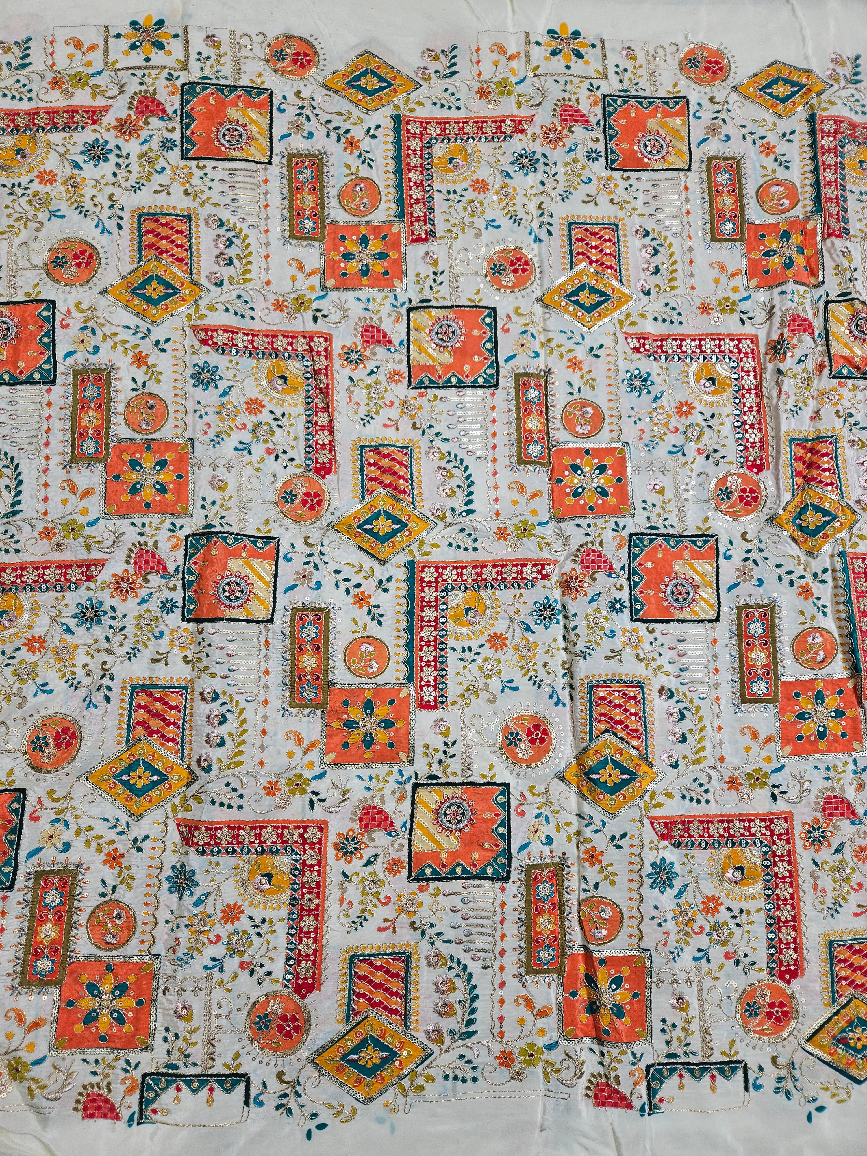 Embroidery Crepe Kurta Only Fabric