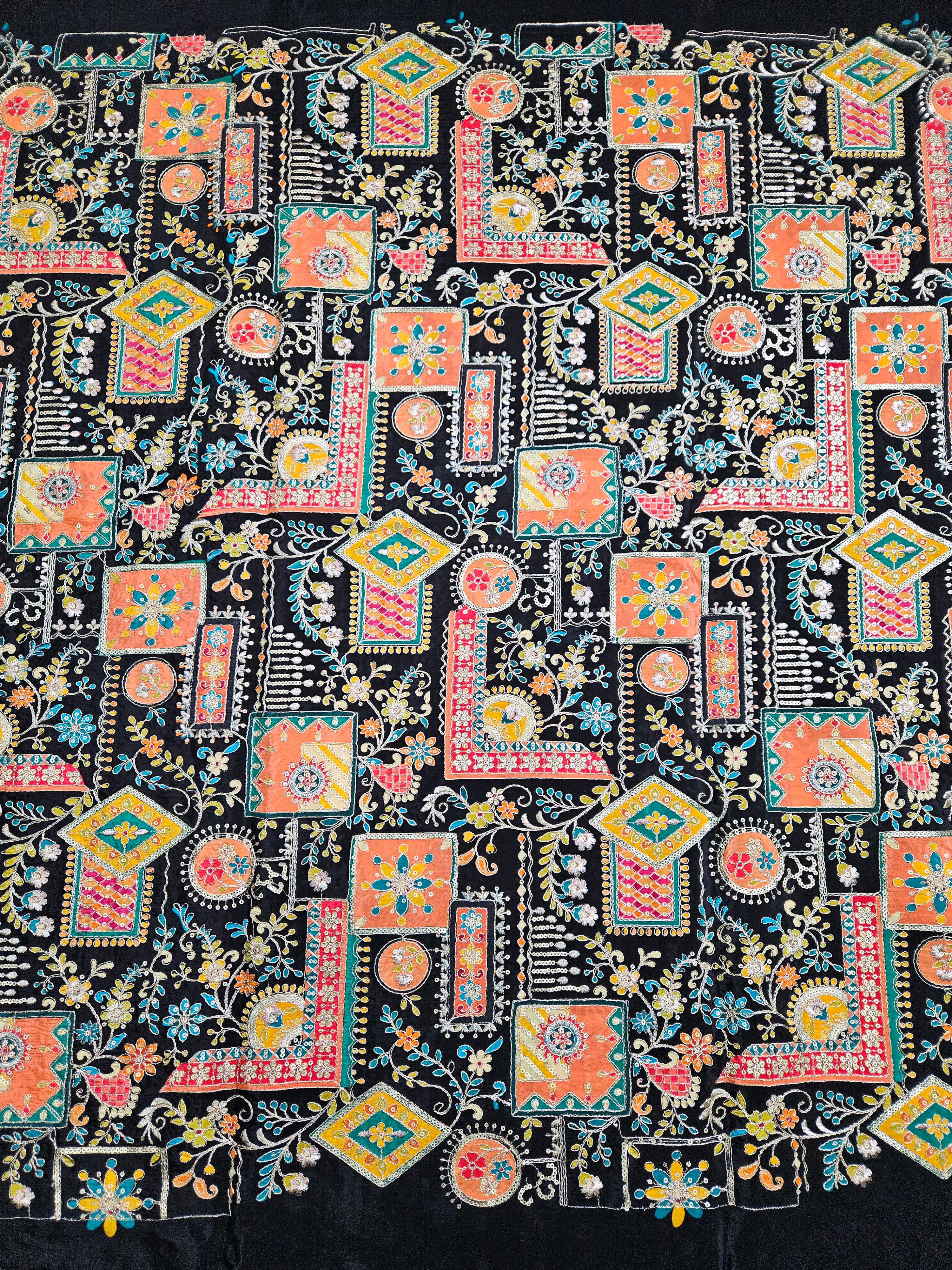 Embroidery Crepe Kurta Only Fabric