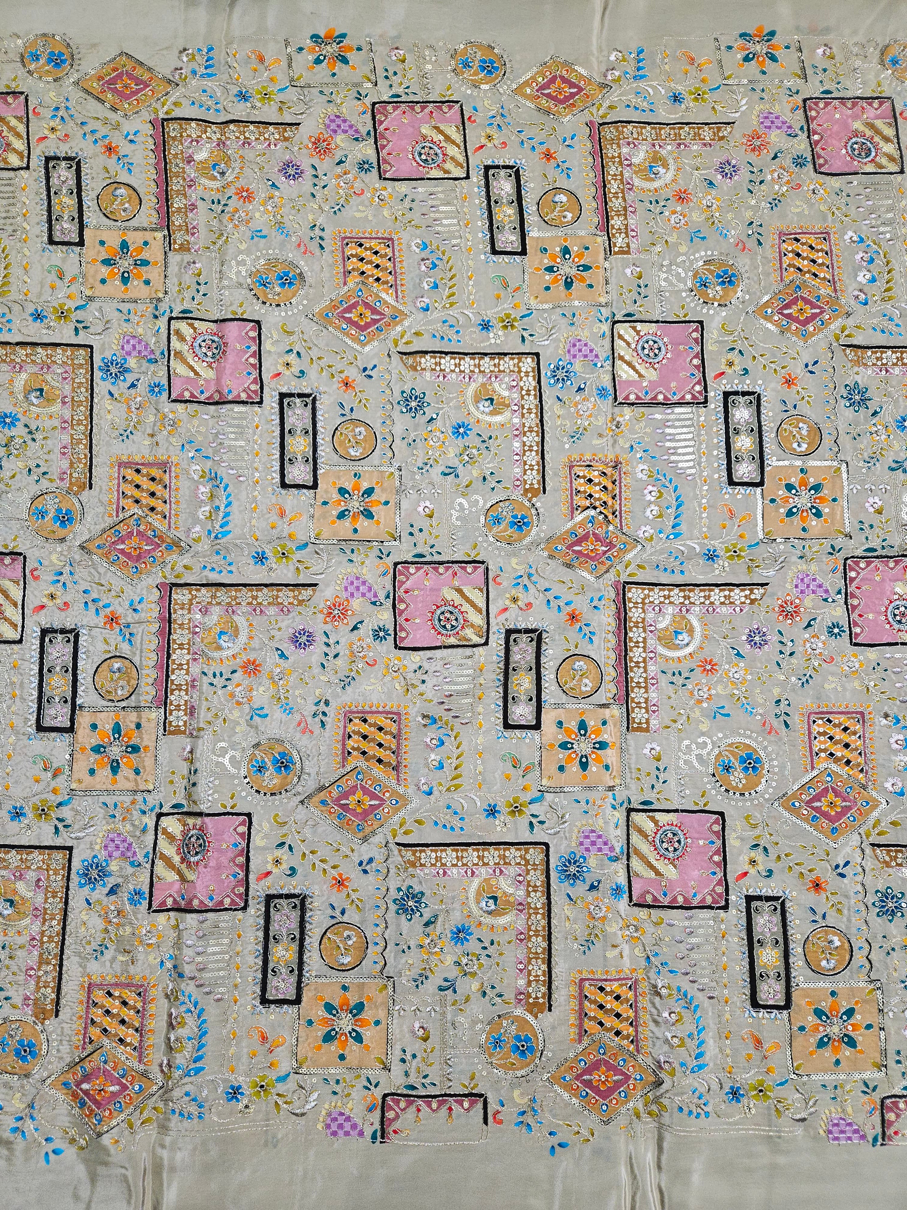 Embroidery Crepe Kurta Only Fabric