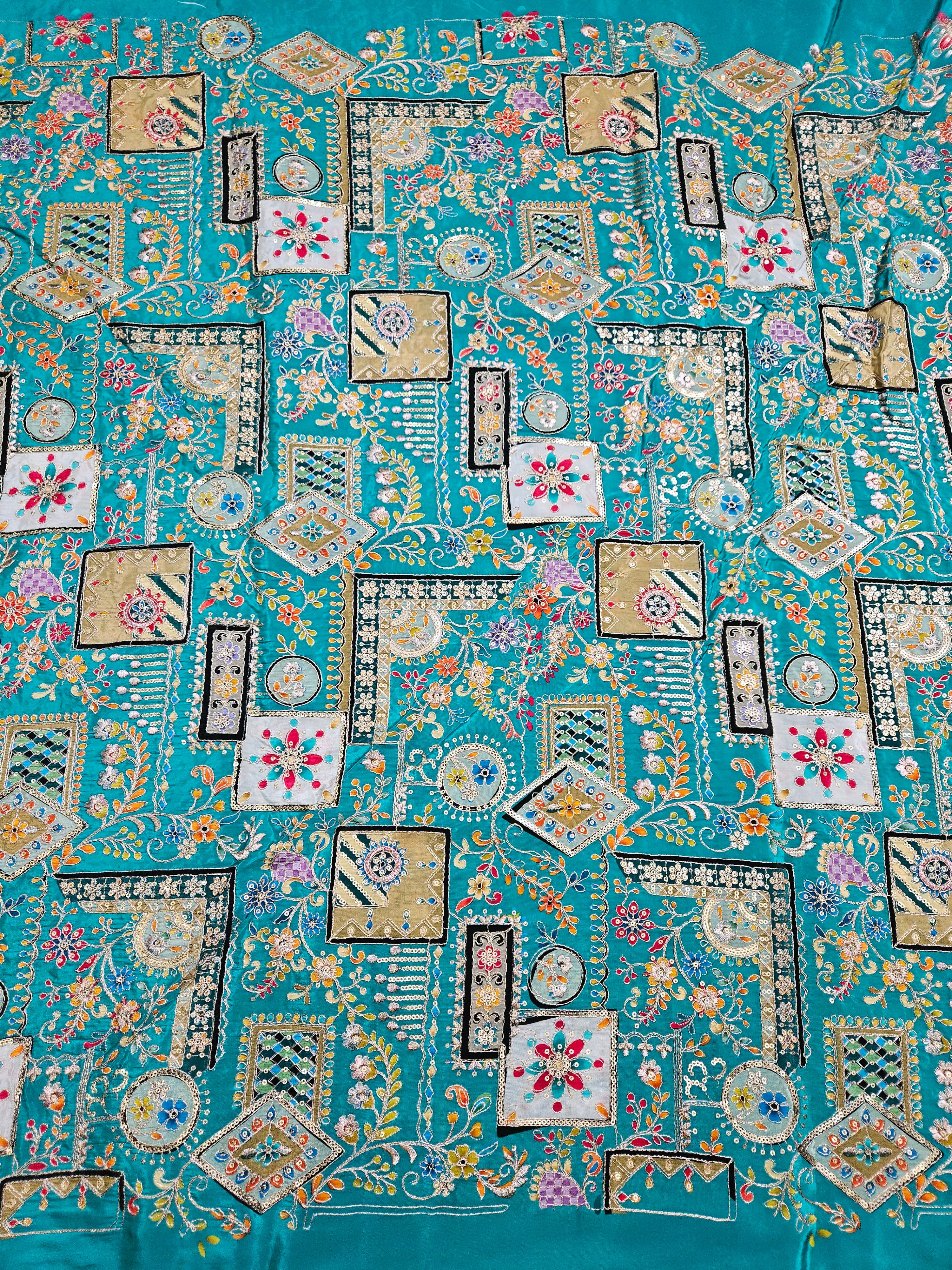 Position Print Embroidery Crepe Fabric