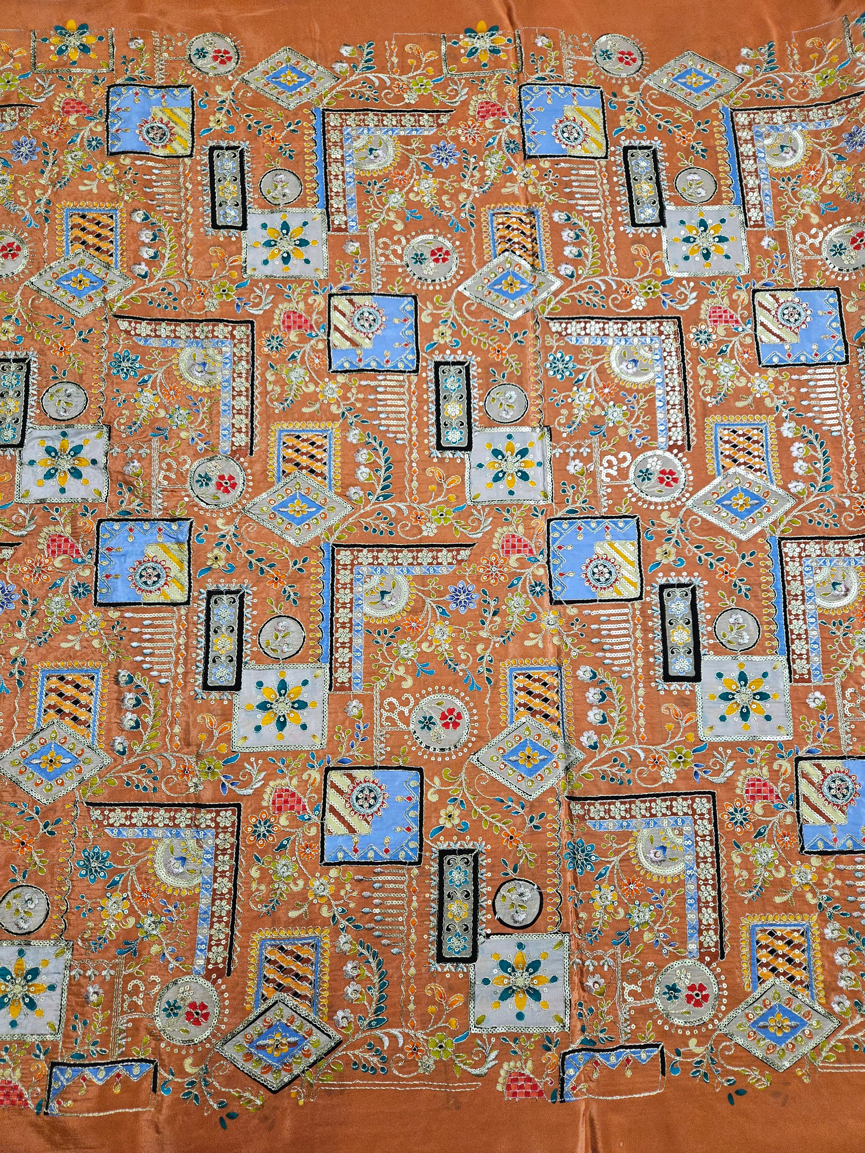 Embroidery Crepe Kurta Only Fabric