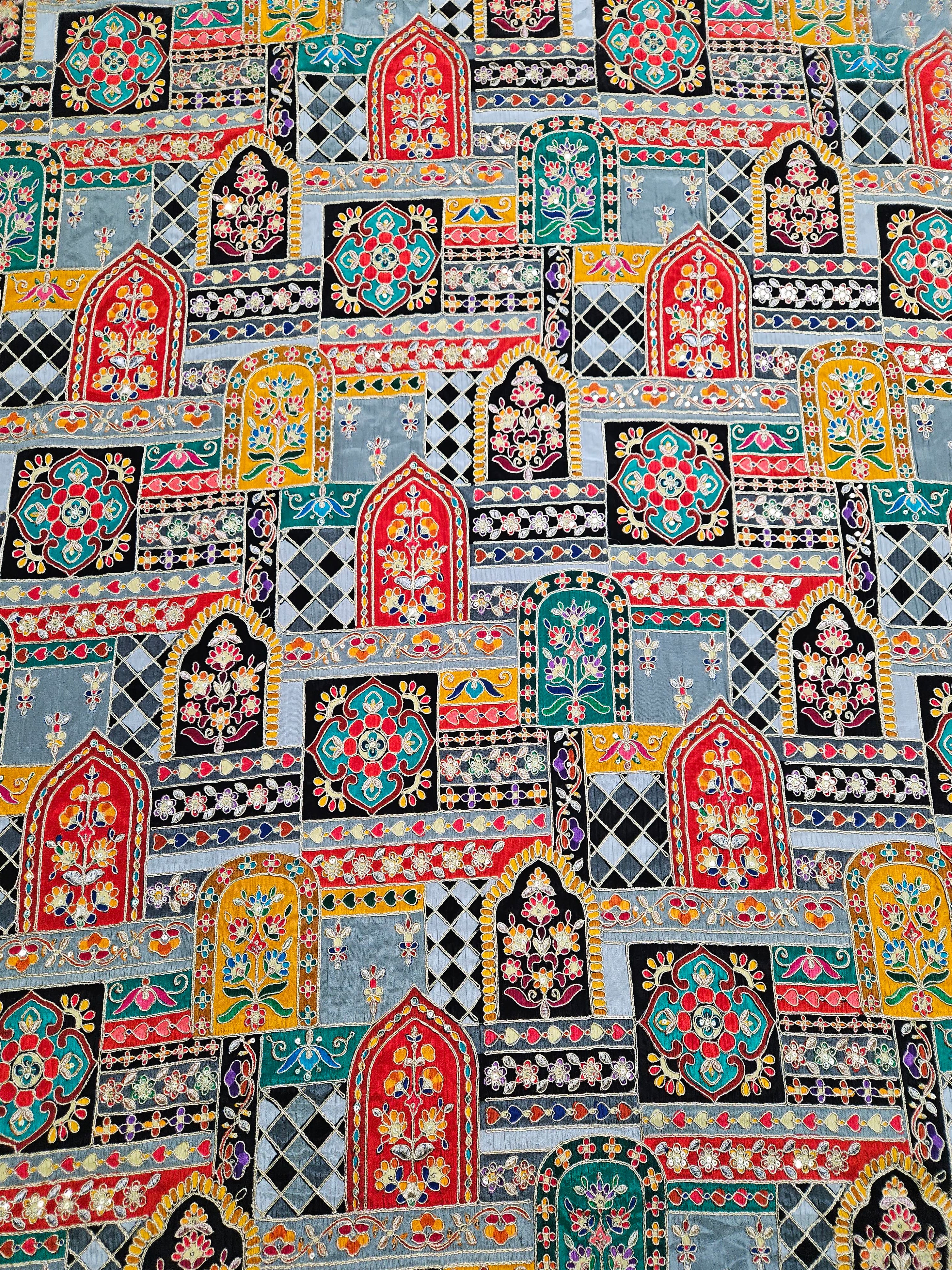 Embroidered With Sequins Kurta Only Fabric