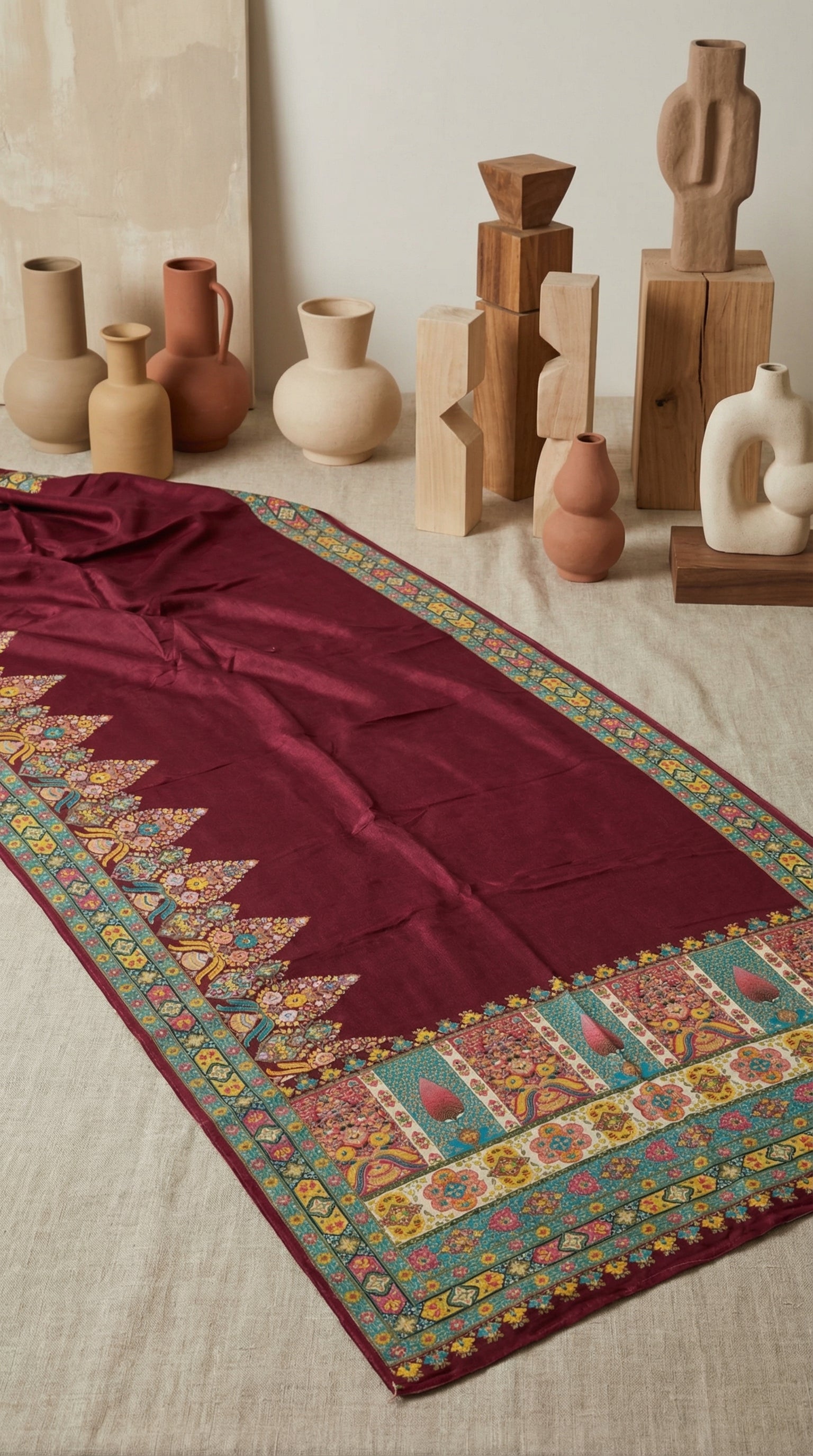 Ivory wine Dola Silk jacquard viscose Position Saree