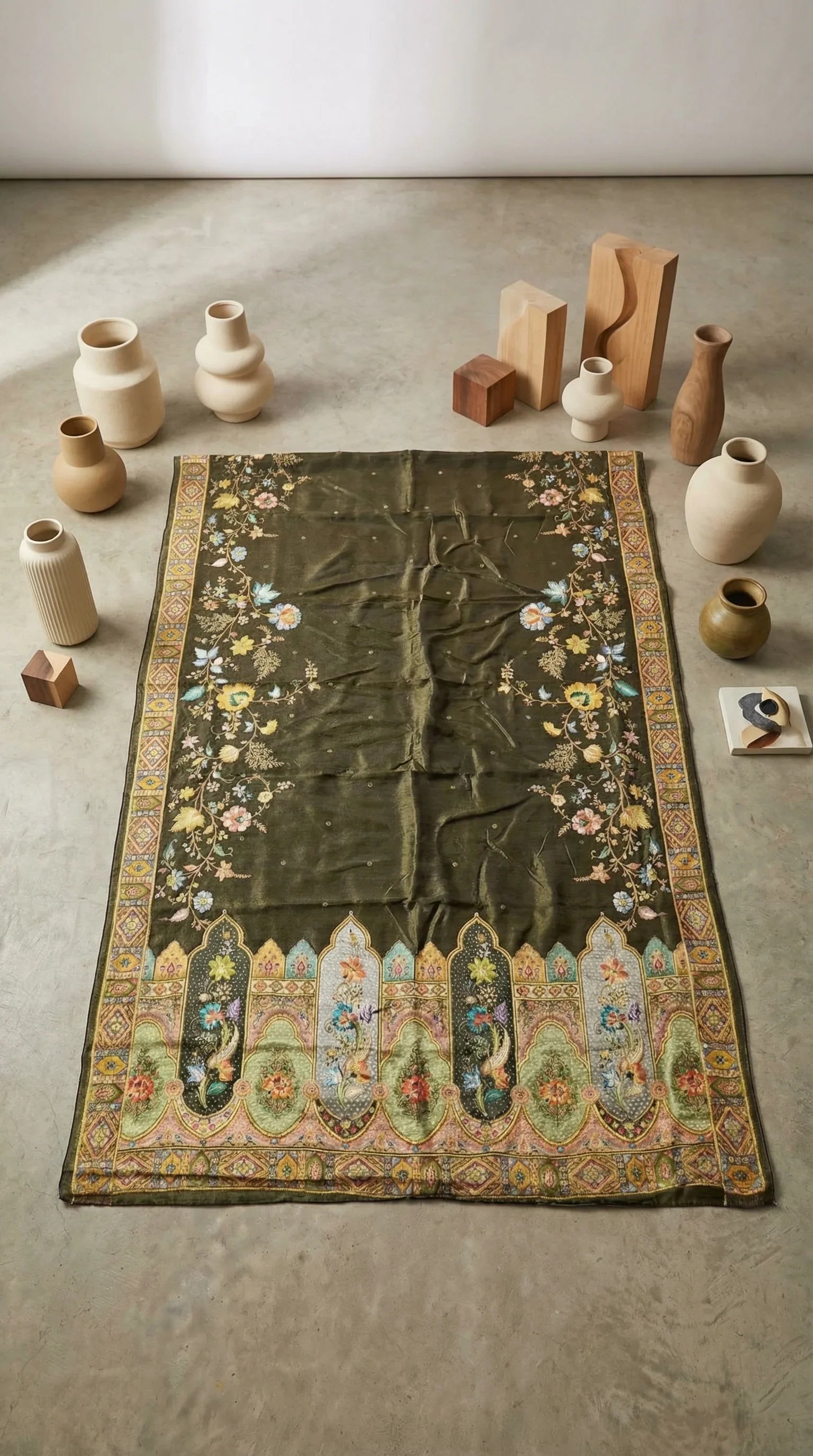 Black Tissue Silk Saree With Position Print